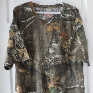 Real Tree Men's Camo Short Sleeve T-Shirt Size 2 XL Woodland Hunting Outdoors